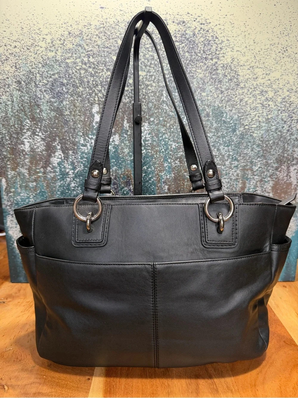 Coach Classic 2012 Black Leather Gallery East West Tote Bag